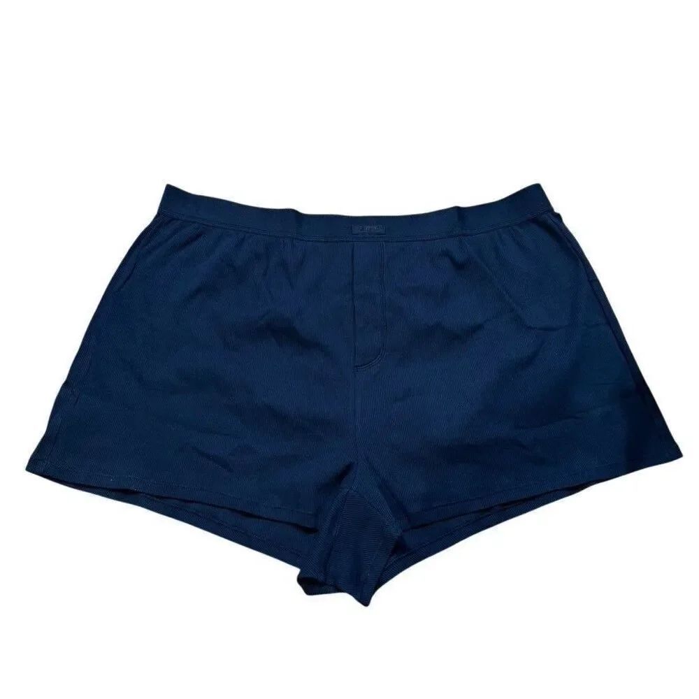 Skims Womens Cotton Rib Loose Boxer Size XXL Black NWT